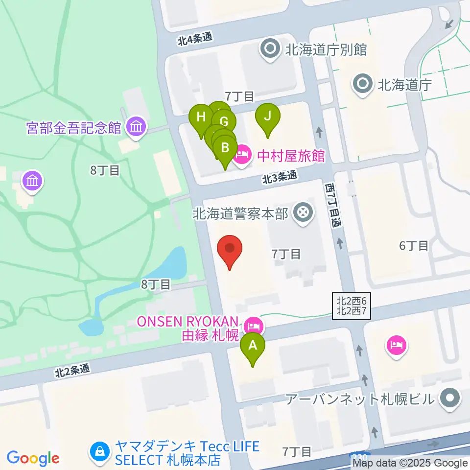 北海道立道民活動センター かでる2・7周辺のファミレス・ファーストフード一覧地図