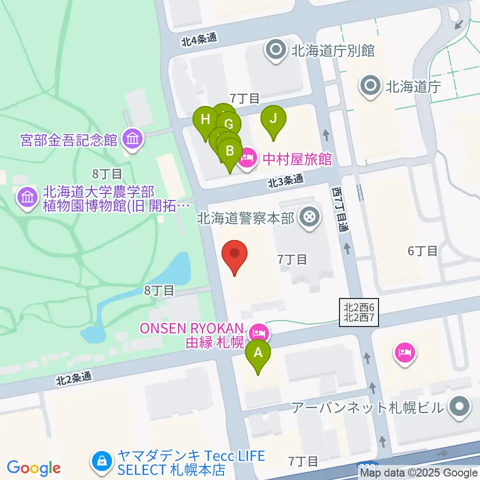 北海道立道民活動センター かでる2・7周辺のファミレス・ファーストフード一覧地図