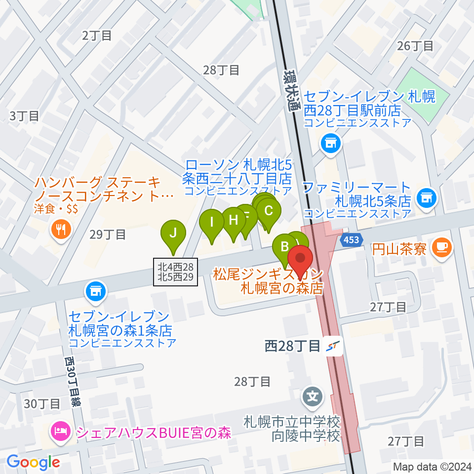 ジャムジカ周辺のファミレス・ファーストフード一覧地図