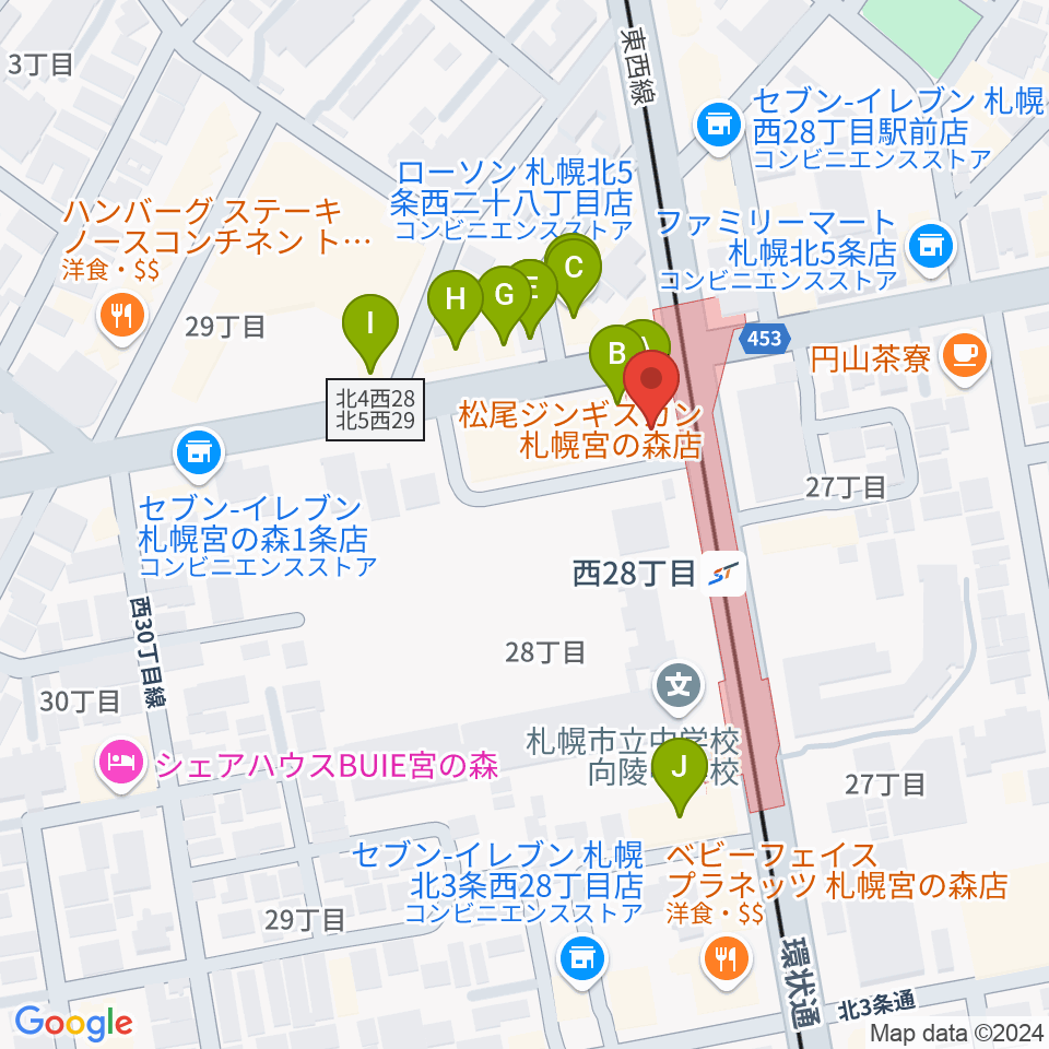 ジャムジカ周辺のファミレス・ファーストフード一覧地図