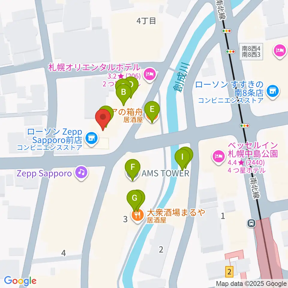 SUSUKINO 810周辺のファミレス・ファーストフード一覧地図