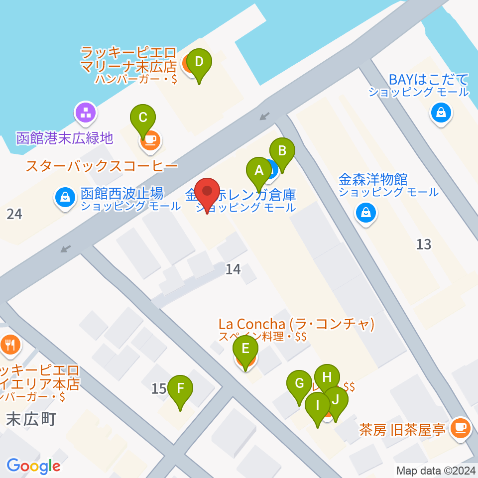 金森ホール周辺のファミレス・ファーストフード一覧地図