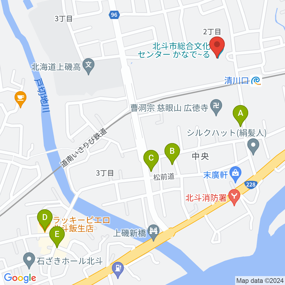 北斗市総合文化センター かなでーる周辺のファミレス・ファーストフード一覧地図
