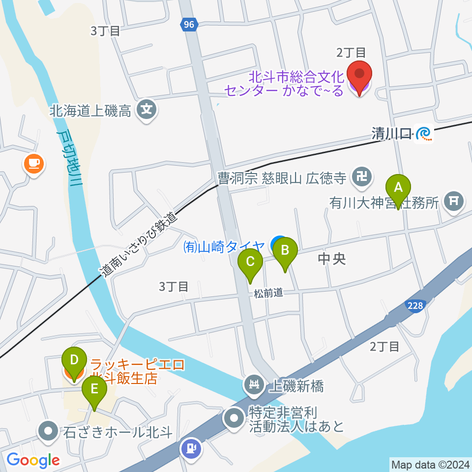 北斗市総合文化センター かなでーる周辺のファミレス・ファーストフード一覧地図