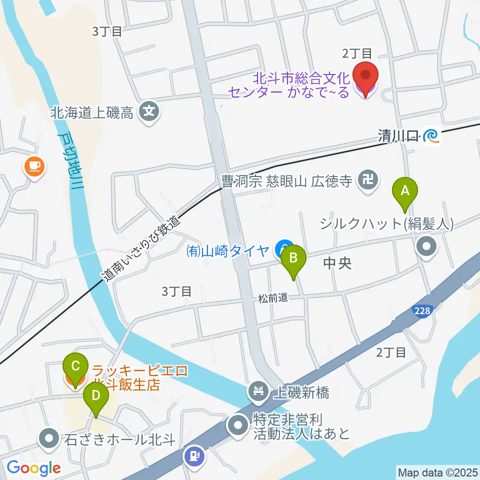 北斗市総合文化センター かなでーる周辺のファミレス・ファーストフード一覧地図