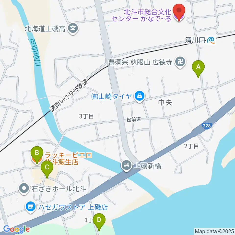 北斗市総合文化センター かなでーる周辺のファミレス・ファーストフード一覧地図