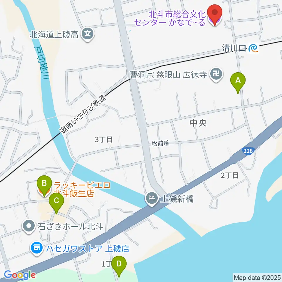 北斗市総合文化センター かなでーる周辺のファミレス・ファーストフード一覧地図