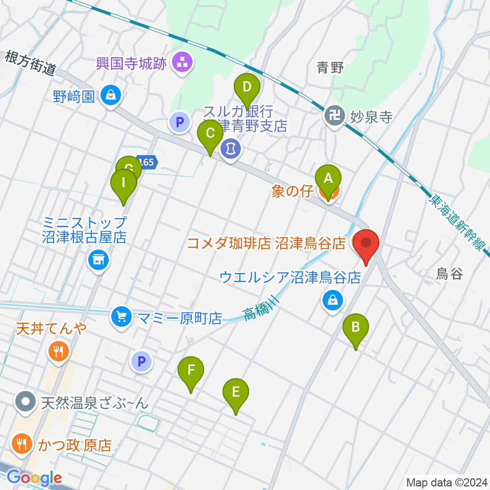 MUSIC LA FESTA周辺のファミレス・ファーストフード一覧地図