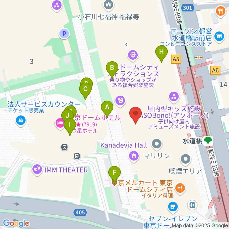 カナデビアホール周辺のファミレス・ファーストフード一覧地図