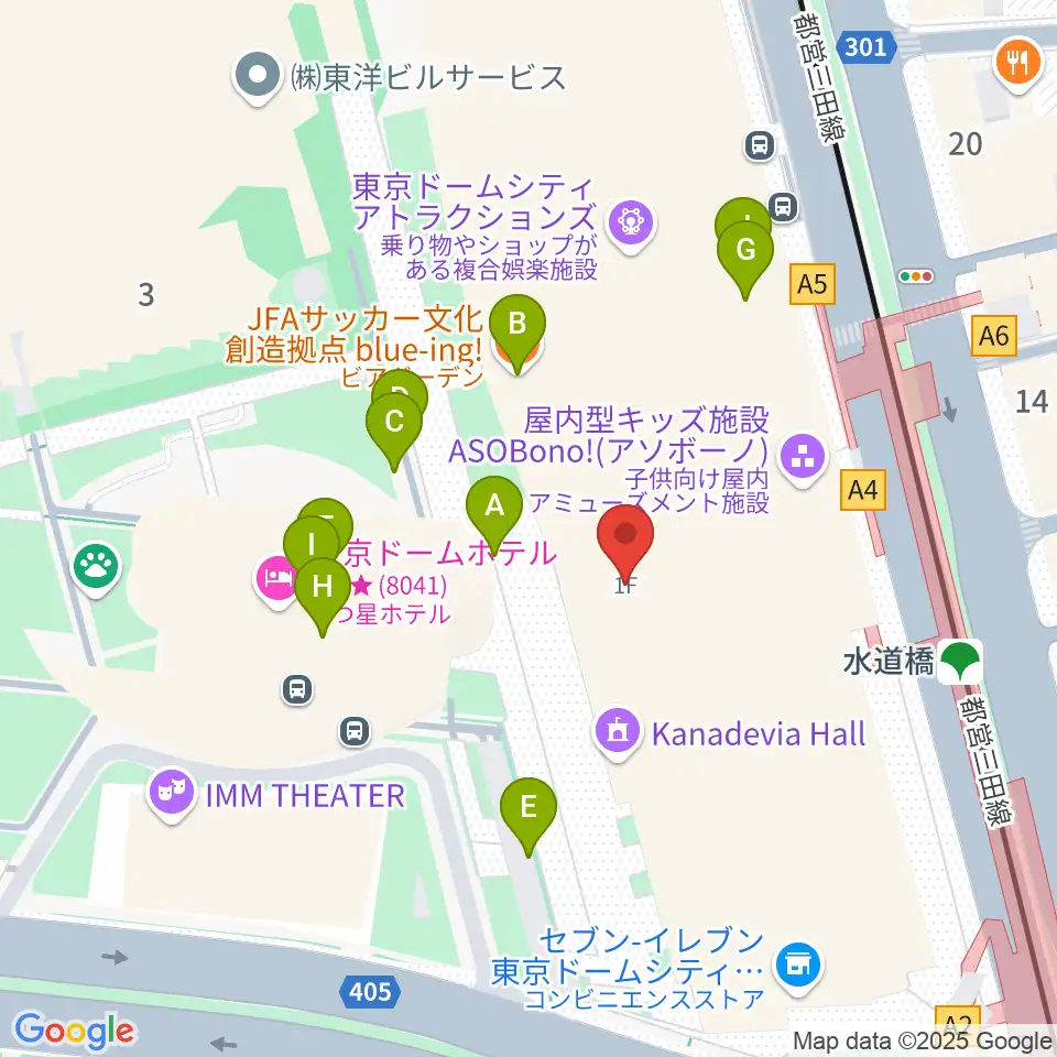 カナデビアホール周辺のファミレス・ファーストフード一覧地図