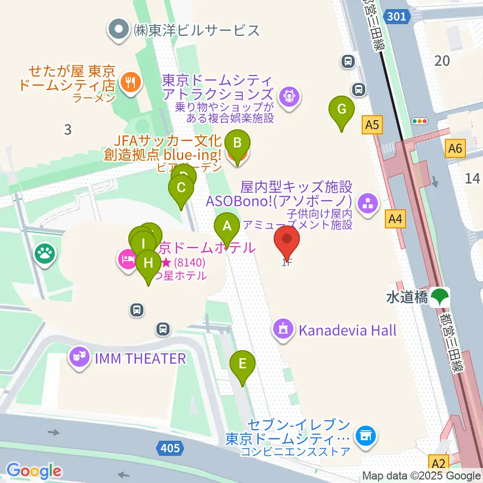カナデビアホール周辺のファミレス・ファーストフード一覧地図