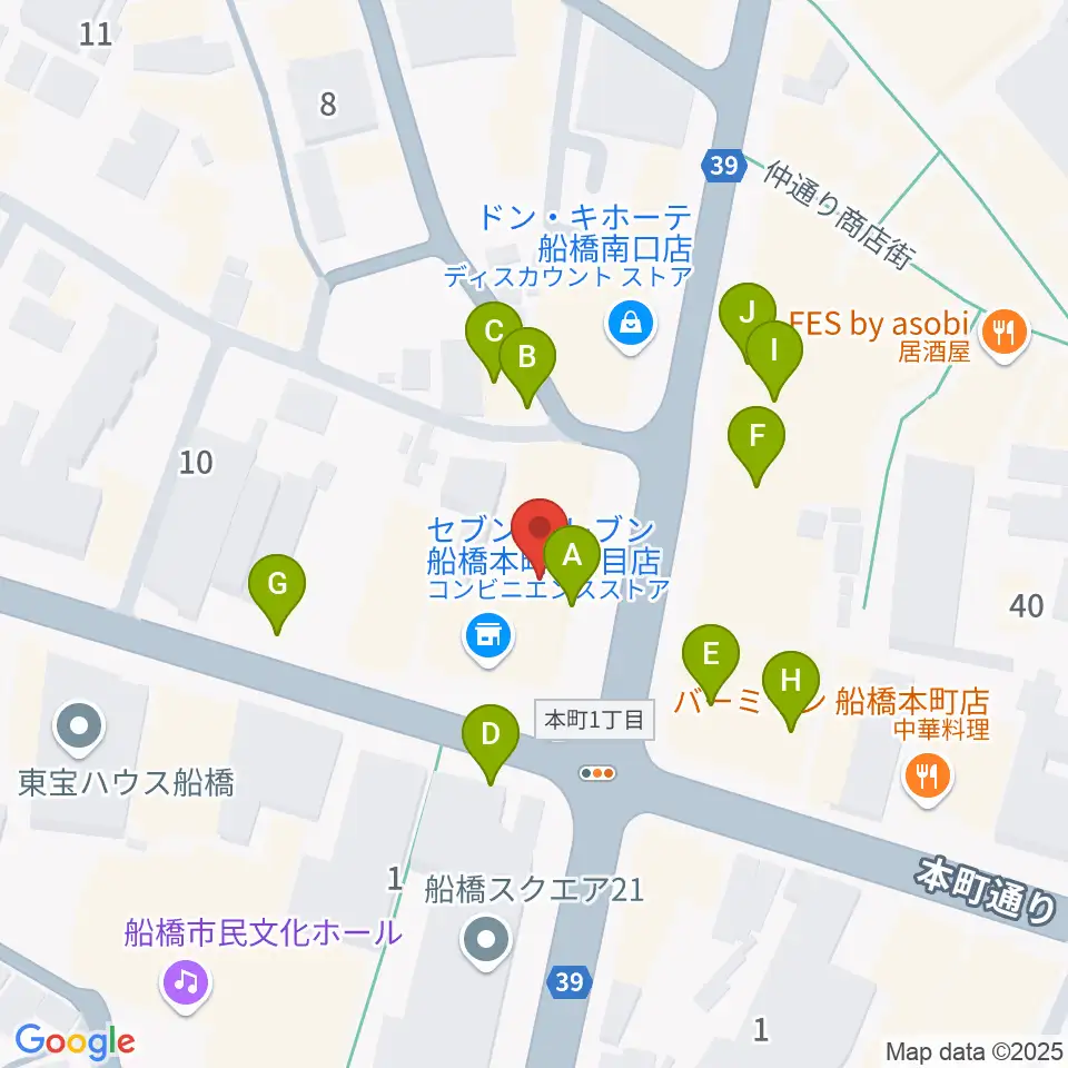 伊藤楽器 マイスター船橋周辺のファミレス・ファーストフード一覧地図