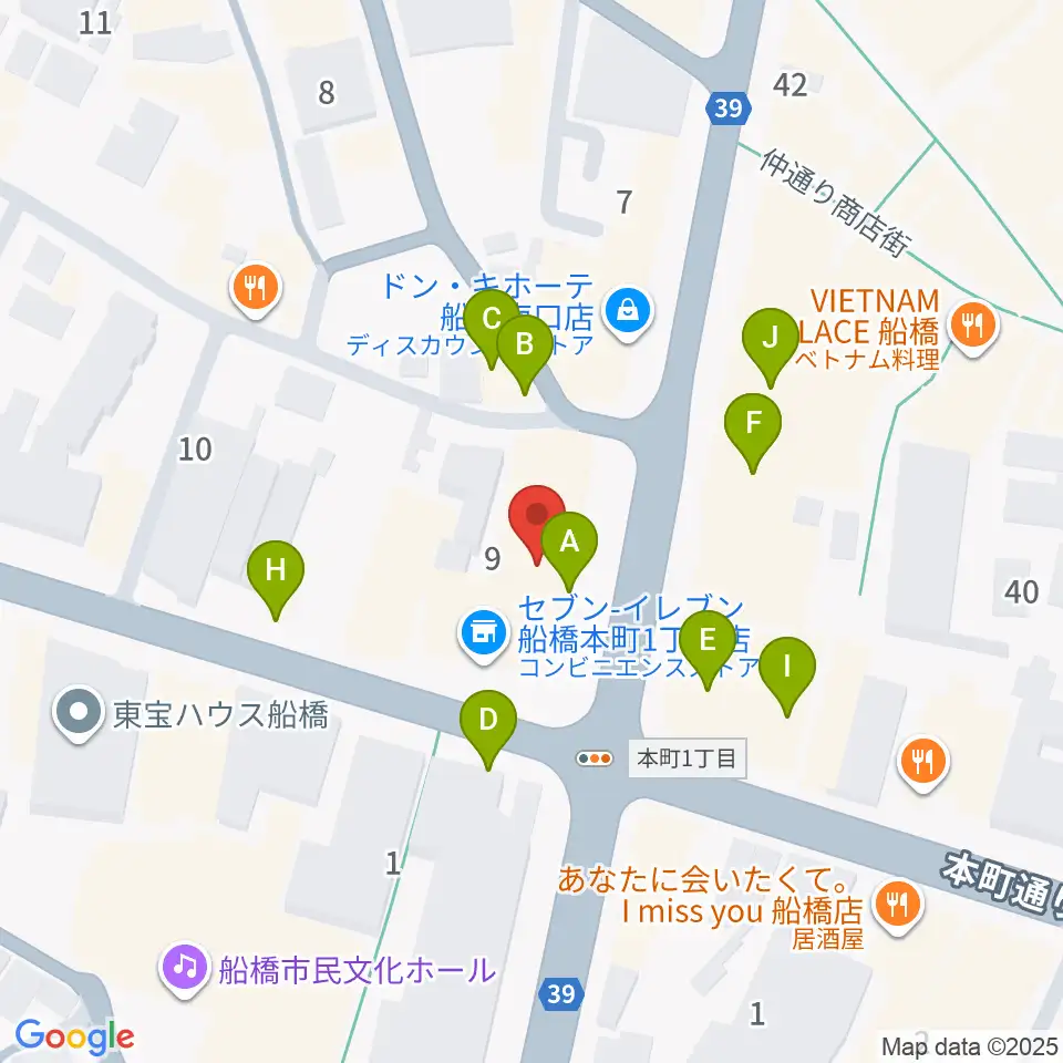 伊藤楽器 マイスター船橋周辺のファミレス・ファーストフード一覧地図