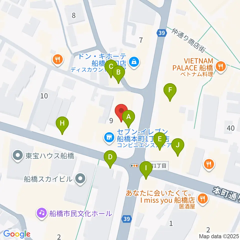 伊藤楽器 マイスター船橋周辺のファミレス・ファーストフード一覧地図