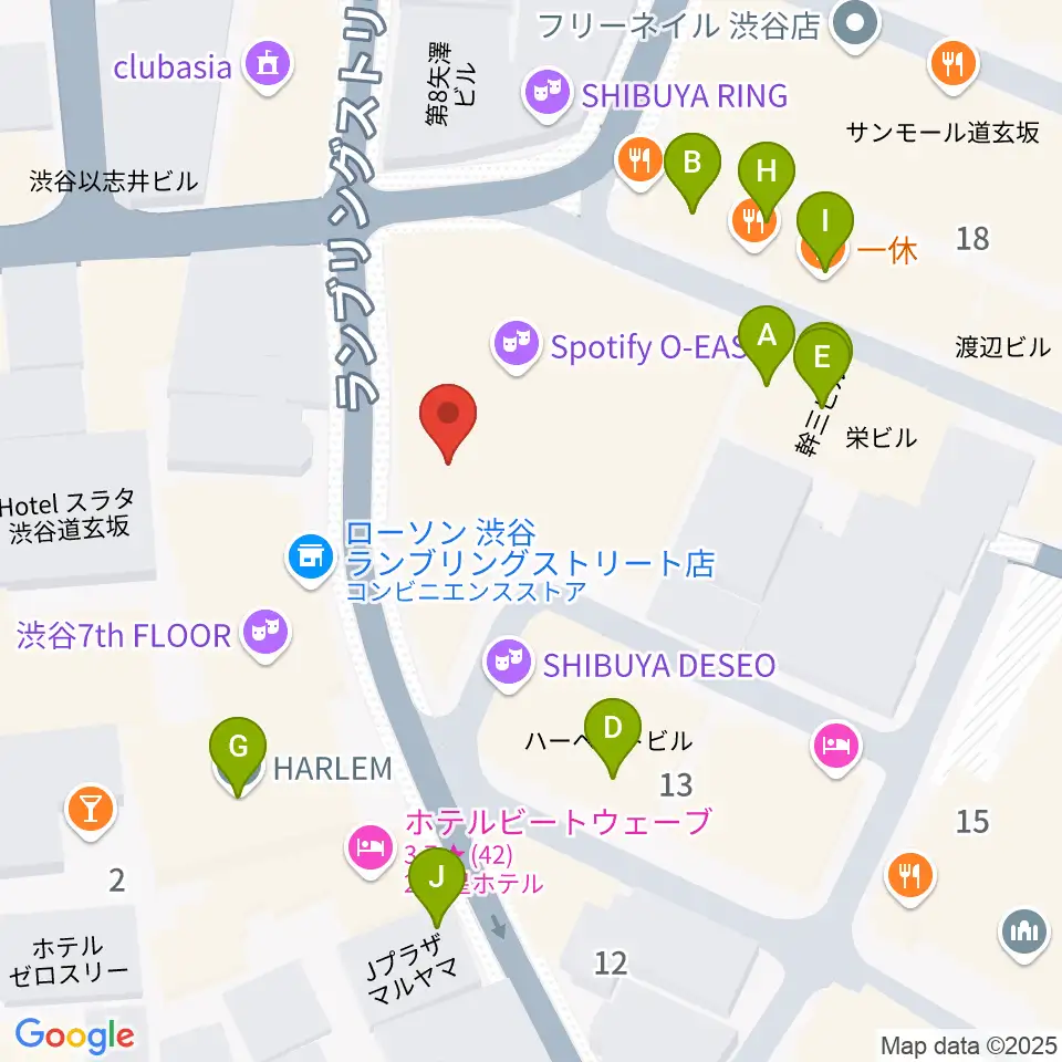渋谷duo MUSIC EXCHANGE周辺のファミレス・ファーストフード一覧地図