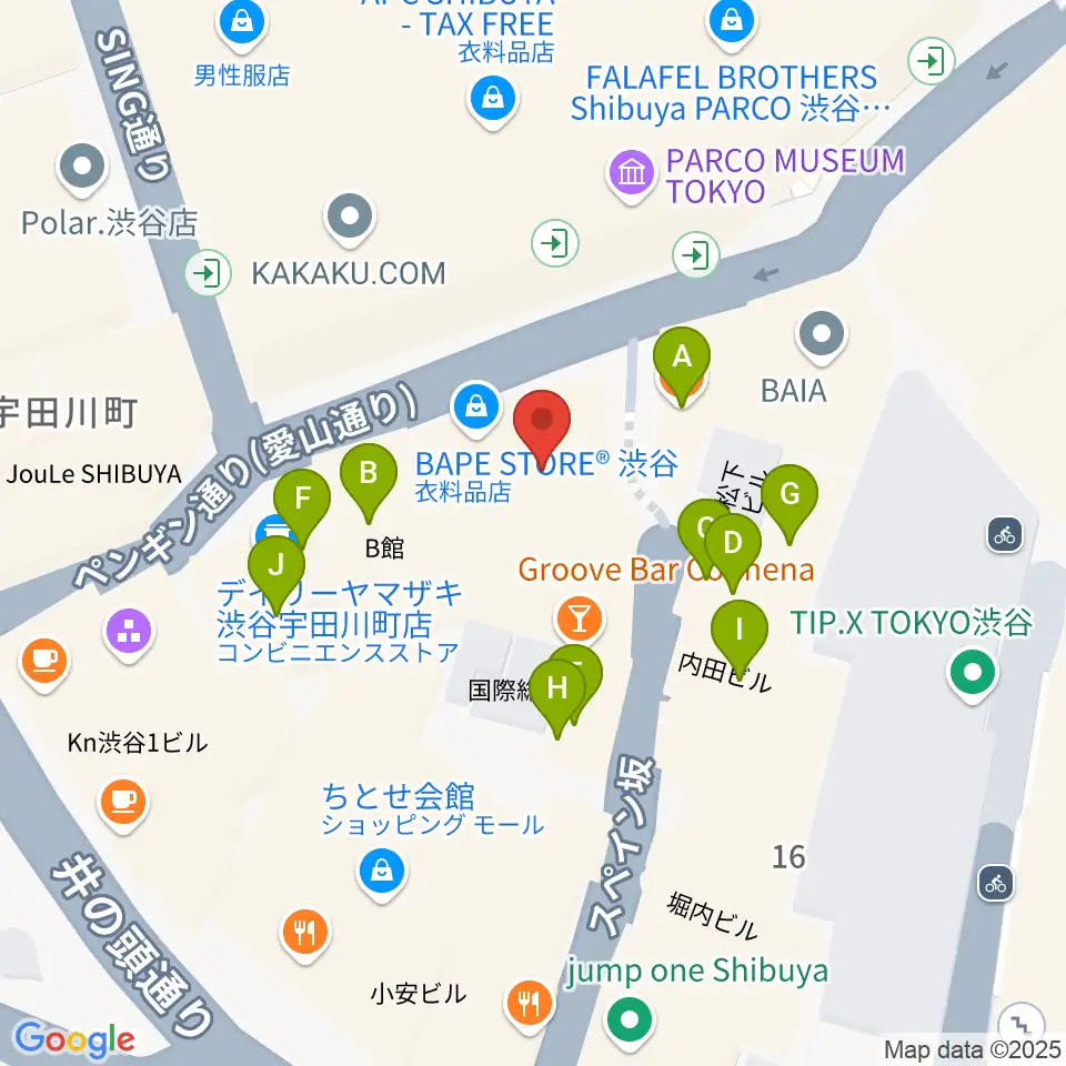 渋谷WWW WWW X周辺のファミレス・ファーストフード一覧地図