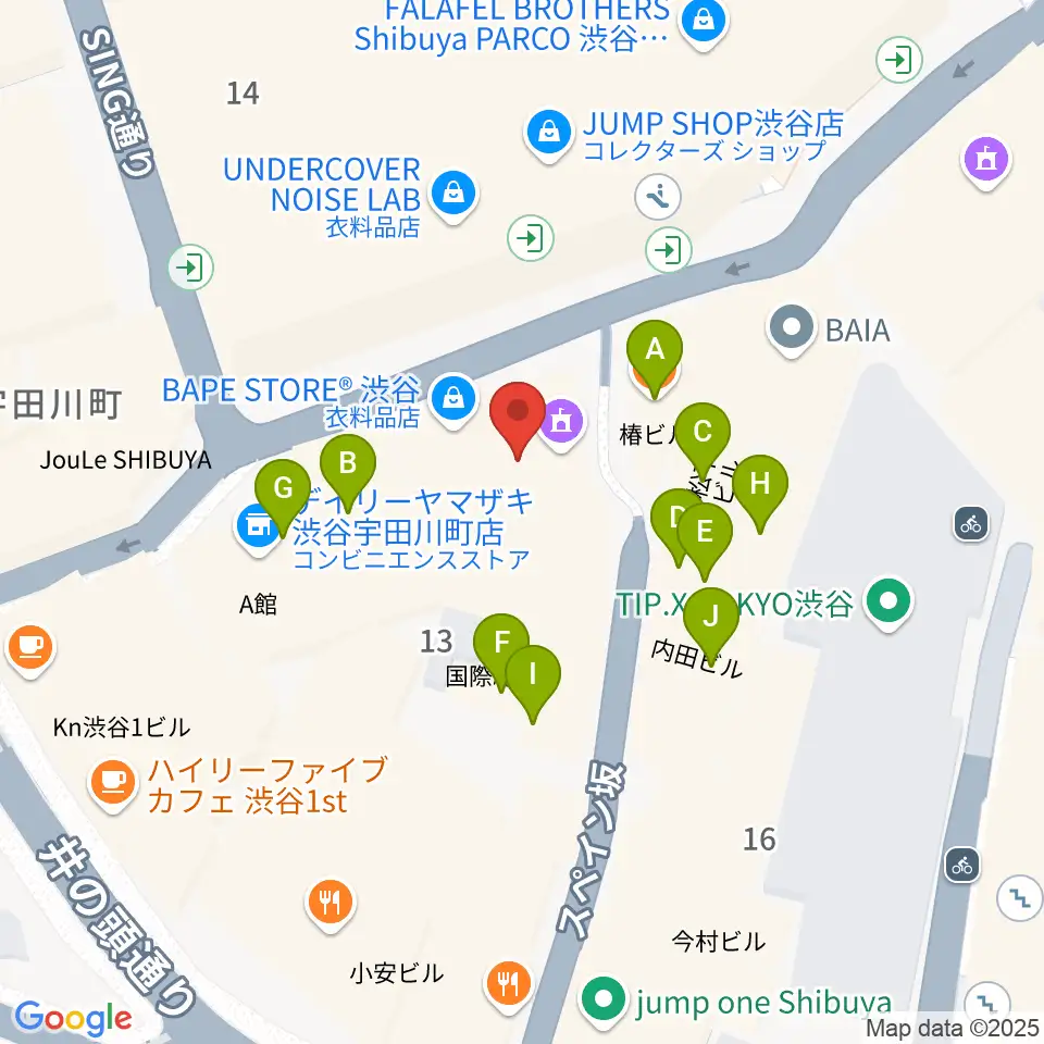 渋谷ＷＷＷ  WWW X周辺のファミレス・ファーストフード一覧地図