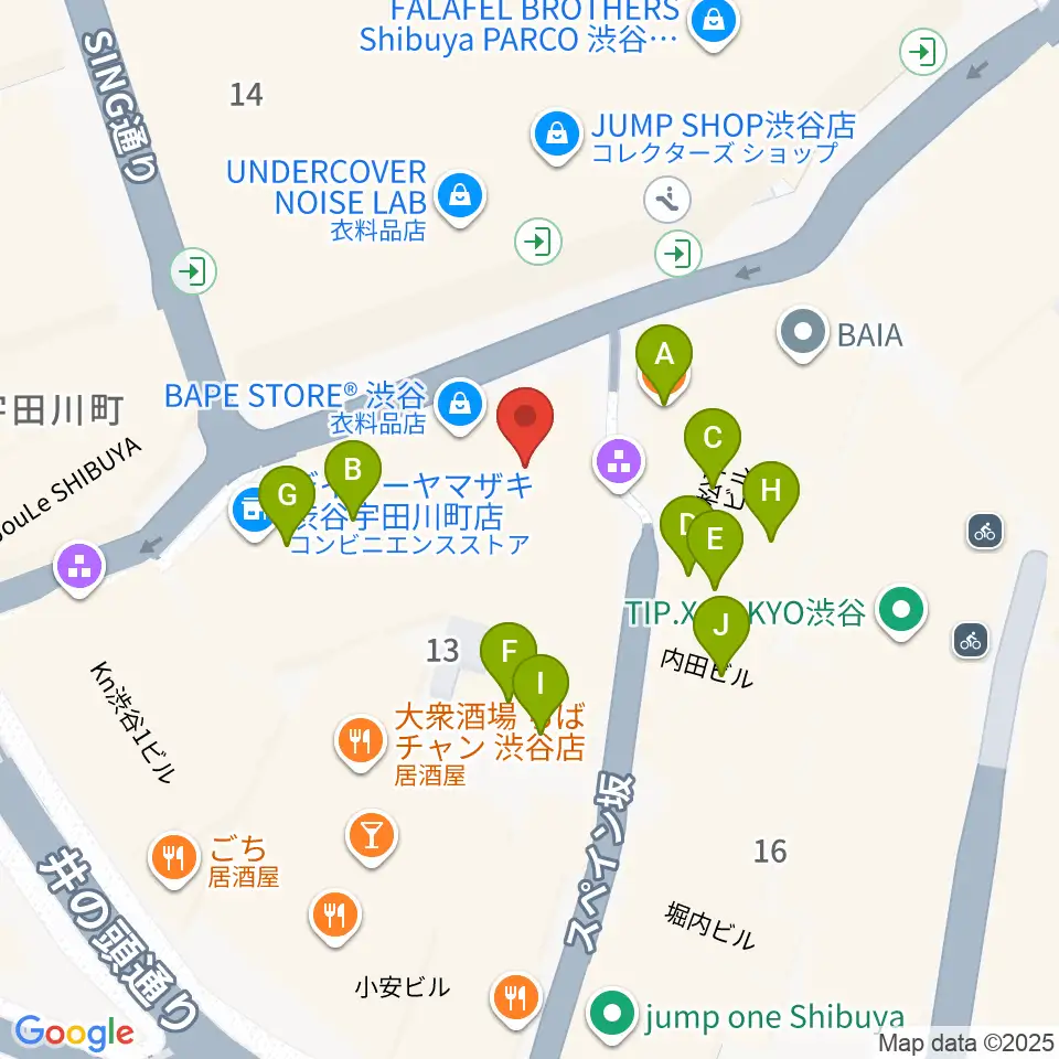 渋谷ＷＷＷ  WWW X周辺のファミレス・ファーストフード一覧地図