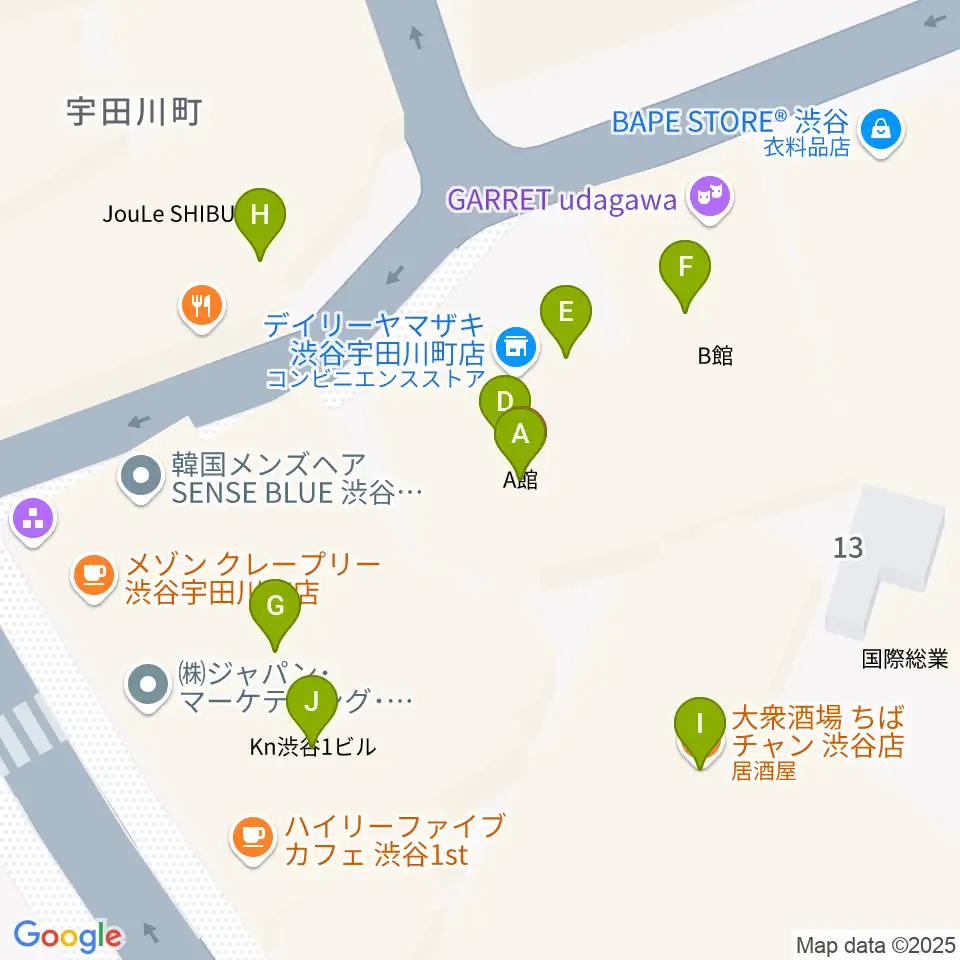 渋谷サイクロン周辺のファミレス・ファーストフード一覧地図