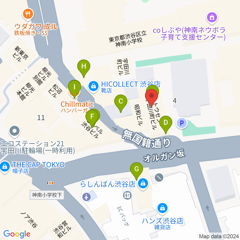 渋谷Milkyway周辺のファミレス・ファーストフード一覧地図