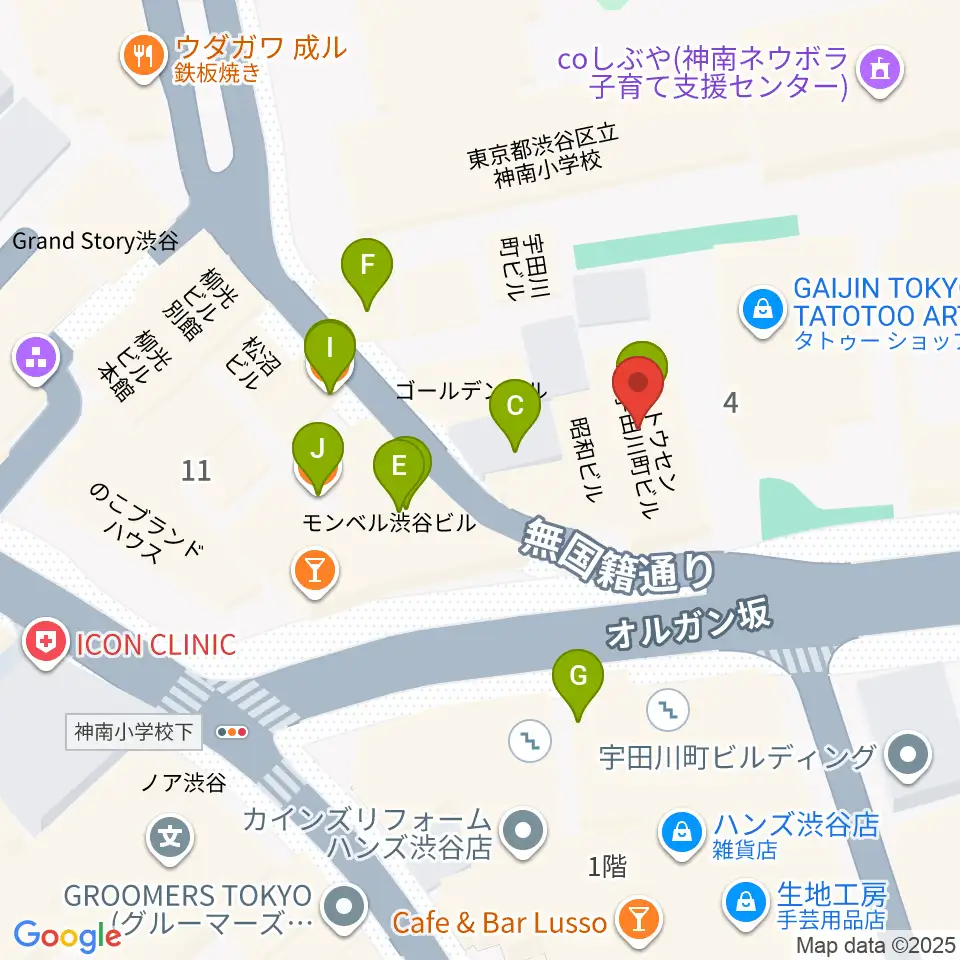 渋谷Milkyway周辺のファミレス・ファーストフード一覧地図