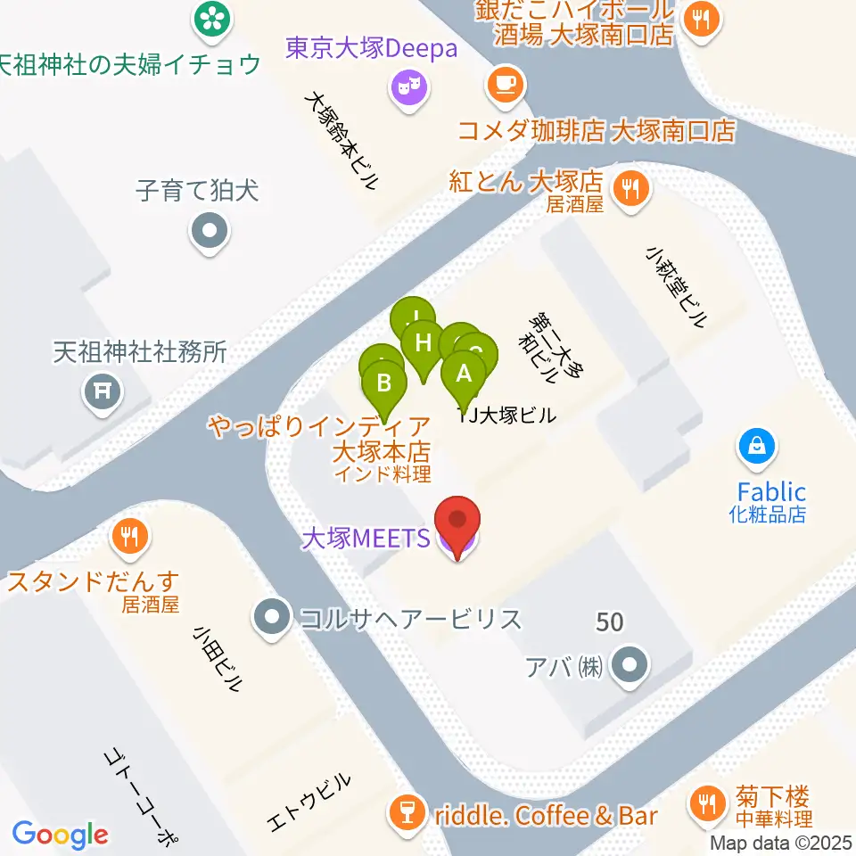大塚MEETS周辺のファミレス・ファーストフード一覧地図