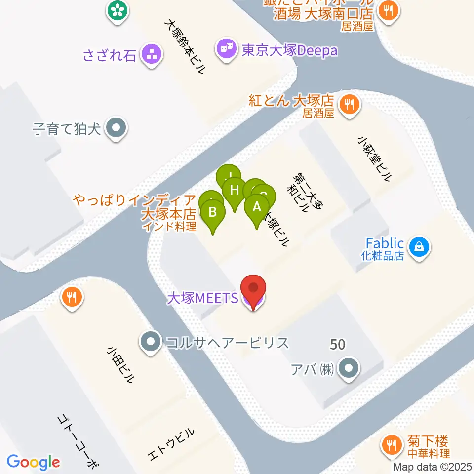 大塚MEETS周辺のファミレス・ファーストフード一覧地図