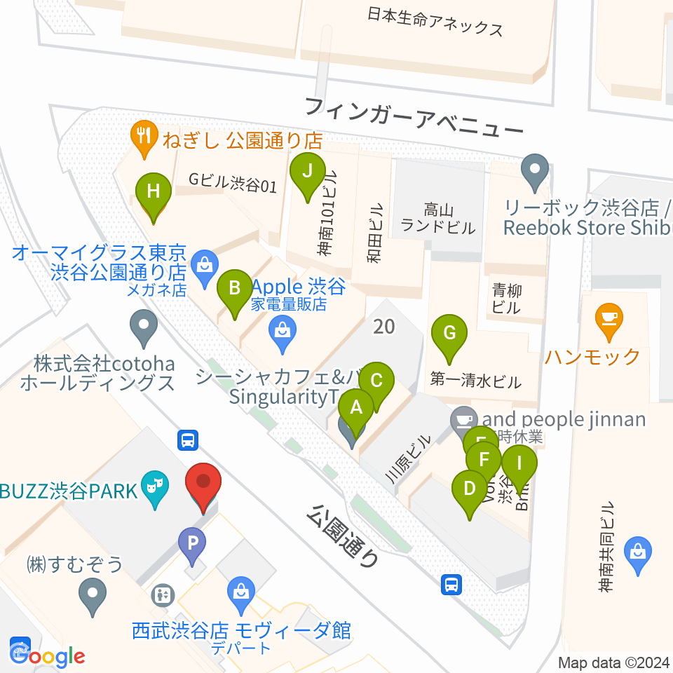 公園通りクラシックス周辺のファミレス・ファーストフード一覧地図