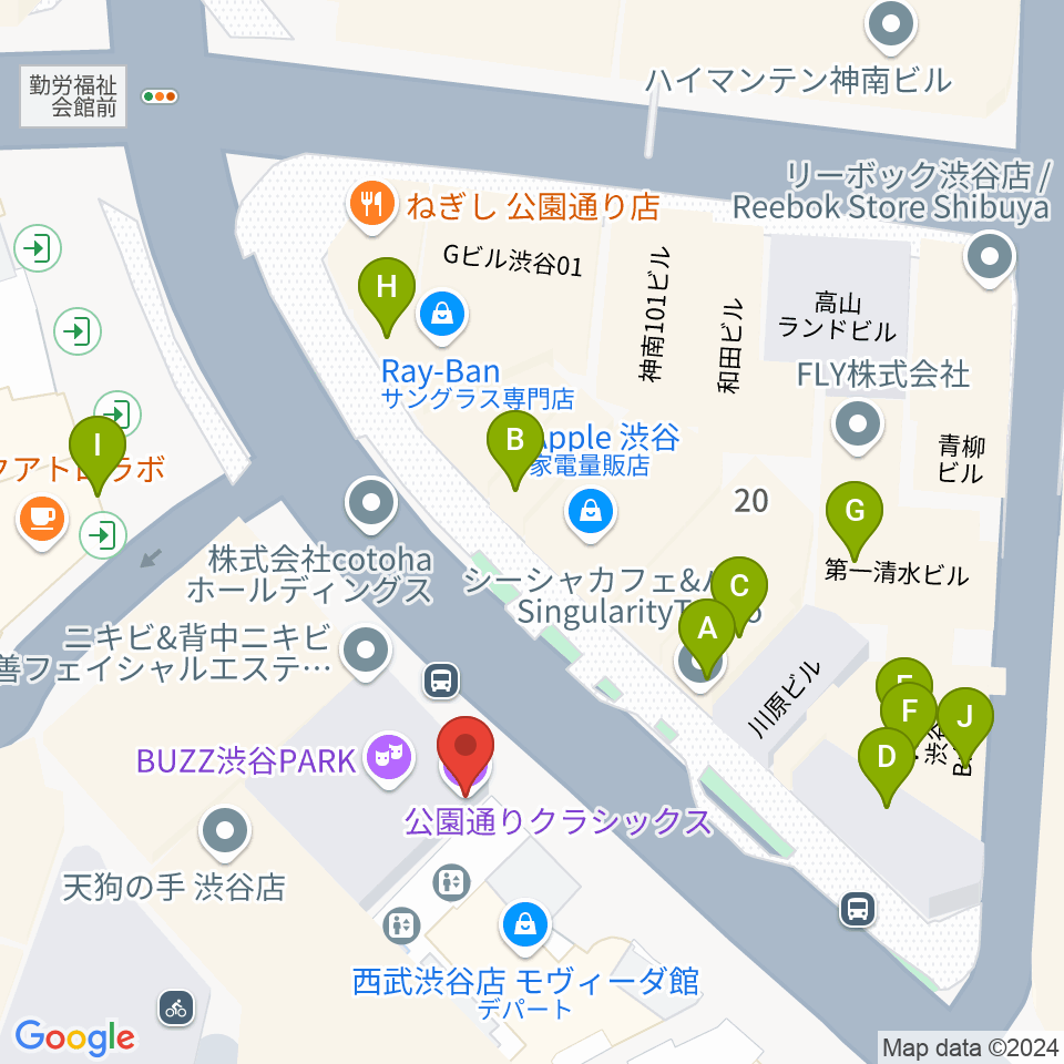 公園通りクラシックス周辺のファミレス・ファーストフード一覧地図