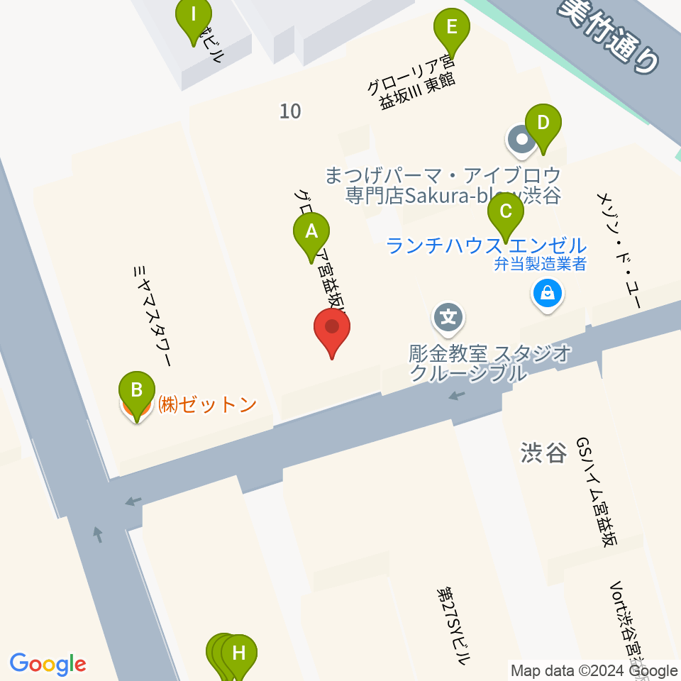 渋谷HOME周辺のファミレス・ファーストフード一覧地図