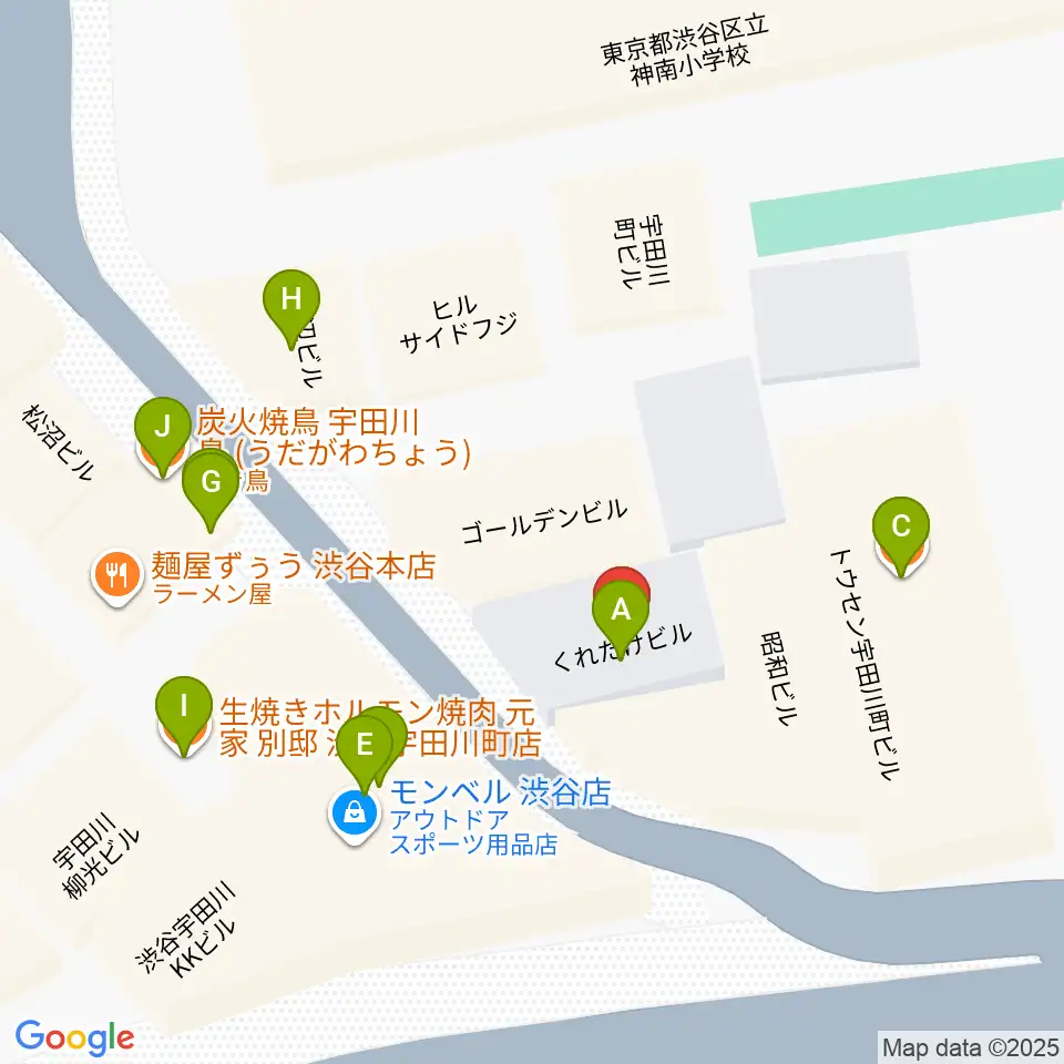 渋谷BALL周辺のファミレス・ファーストフード一覧地図