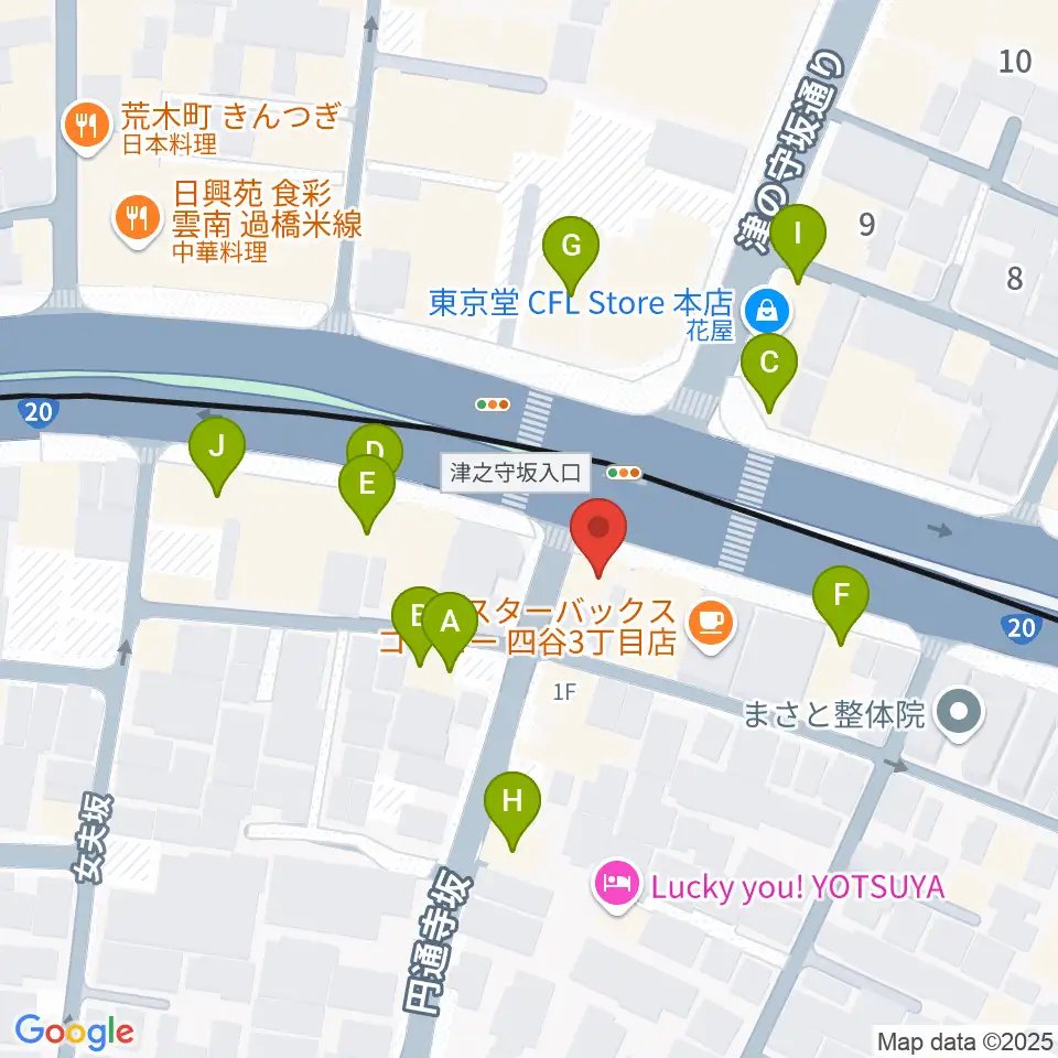 四谷蟻ん子周辺のファミレス・ファーストフード一覧地図