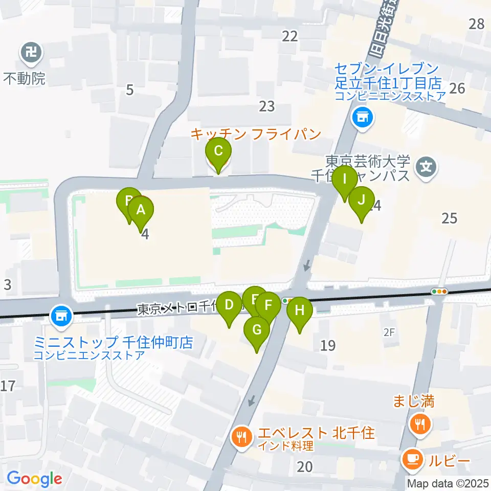 東京芸術センター ピアノラウンジ周辺のファミレス・ファーストフード一覧地図