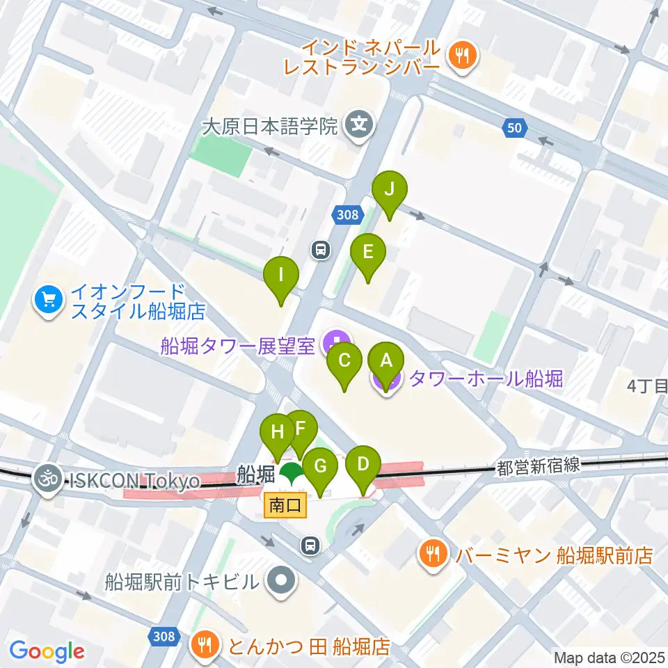 タワーホール船堀周辺のファミレス・ファーストフード一覧地図