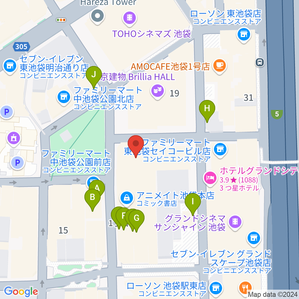 としま区民センター周辺のファミレス・ファーストフード一覧地図