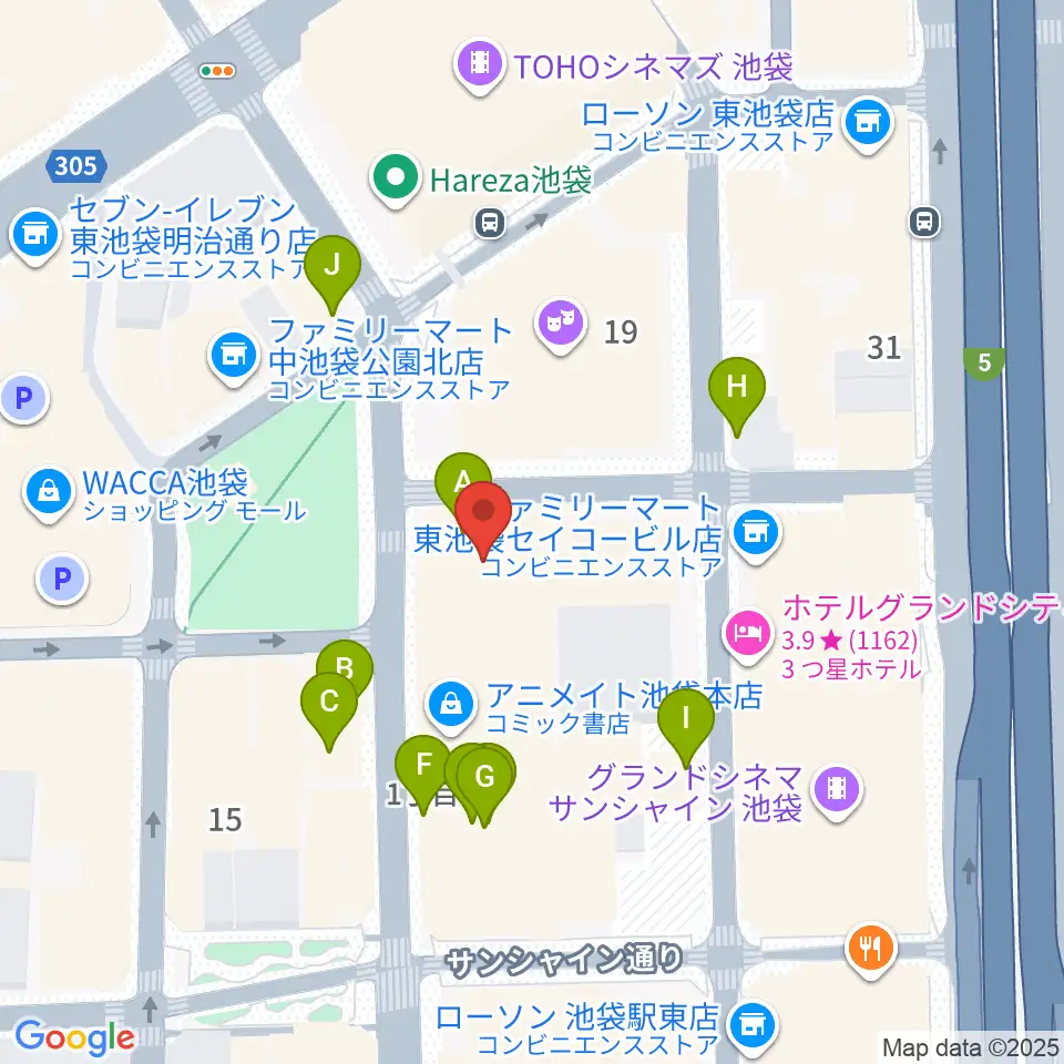 としま区民センター周辺のファミレス・ファーストフード一覧地図