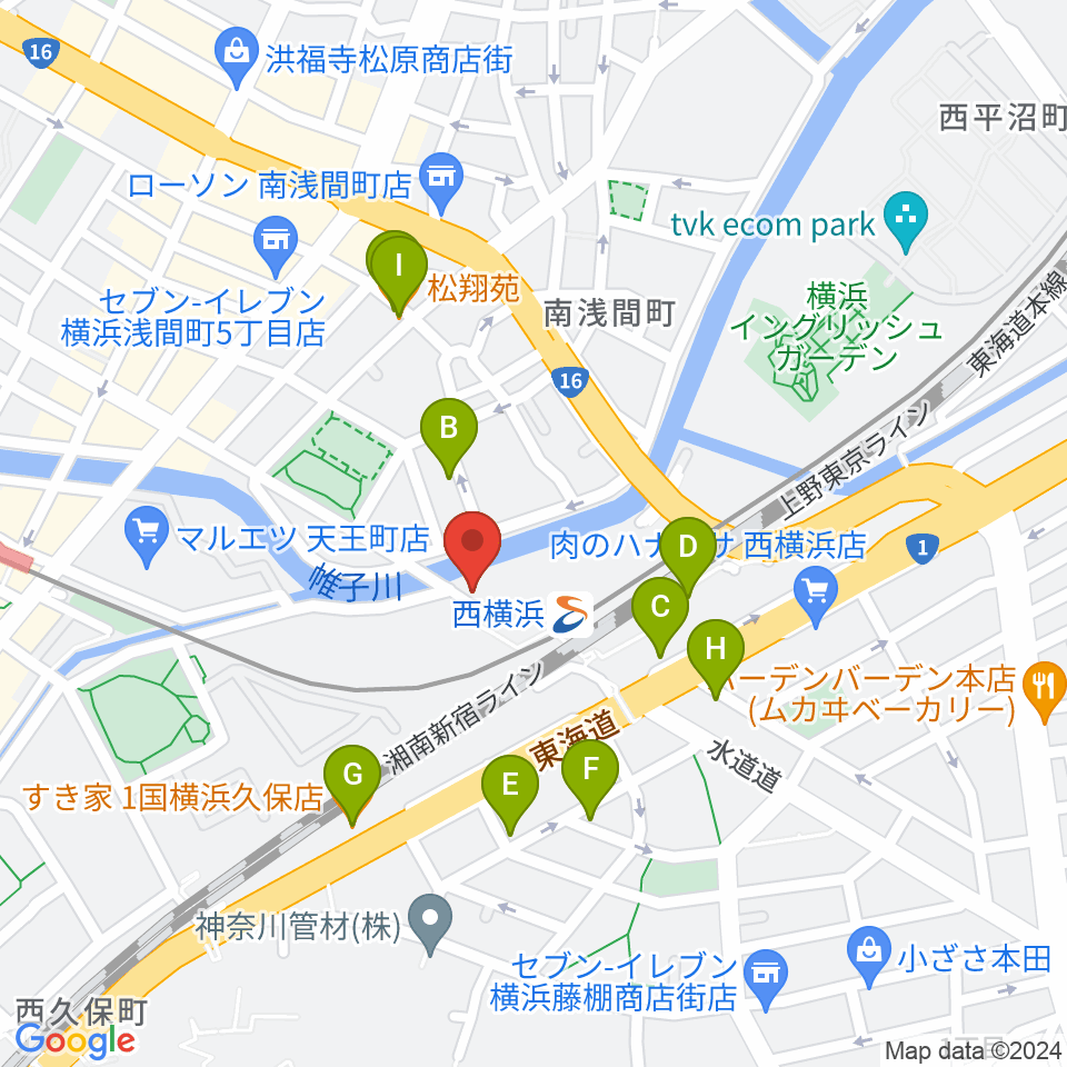 西横浜エルプエンテ周辺のファミレス・ファーストフード一覧地図