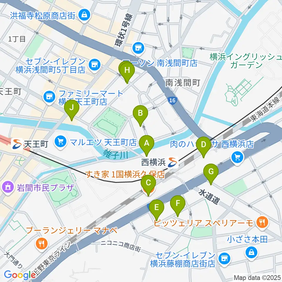 西横浜エルプエンテ周辺のファミレス・ファーストフード一覧地図