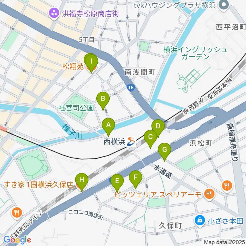 西横浜エルプエンテ周辺のファミレス・ファーストフード一覧地図