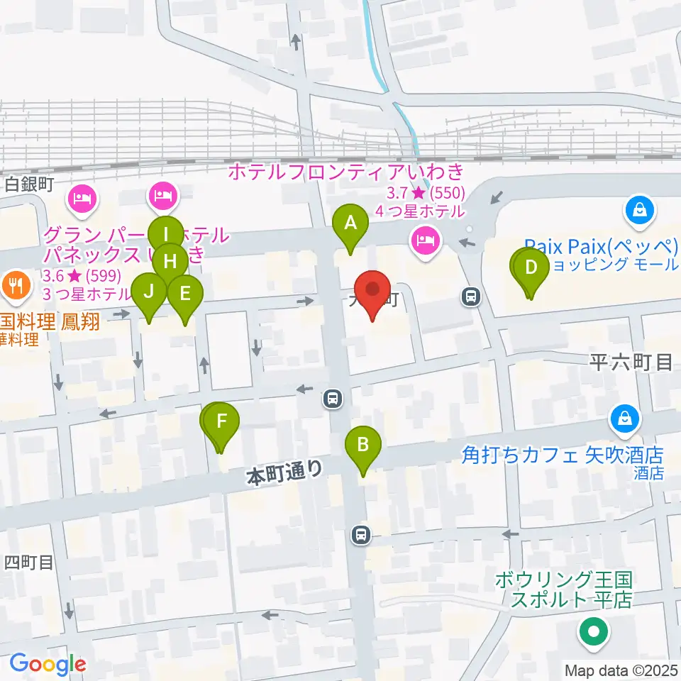 いわきソニック周辺のファミレス・ファーストフード一覧地図