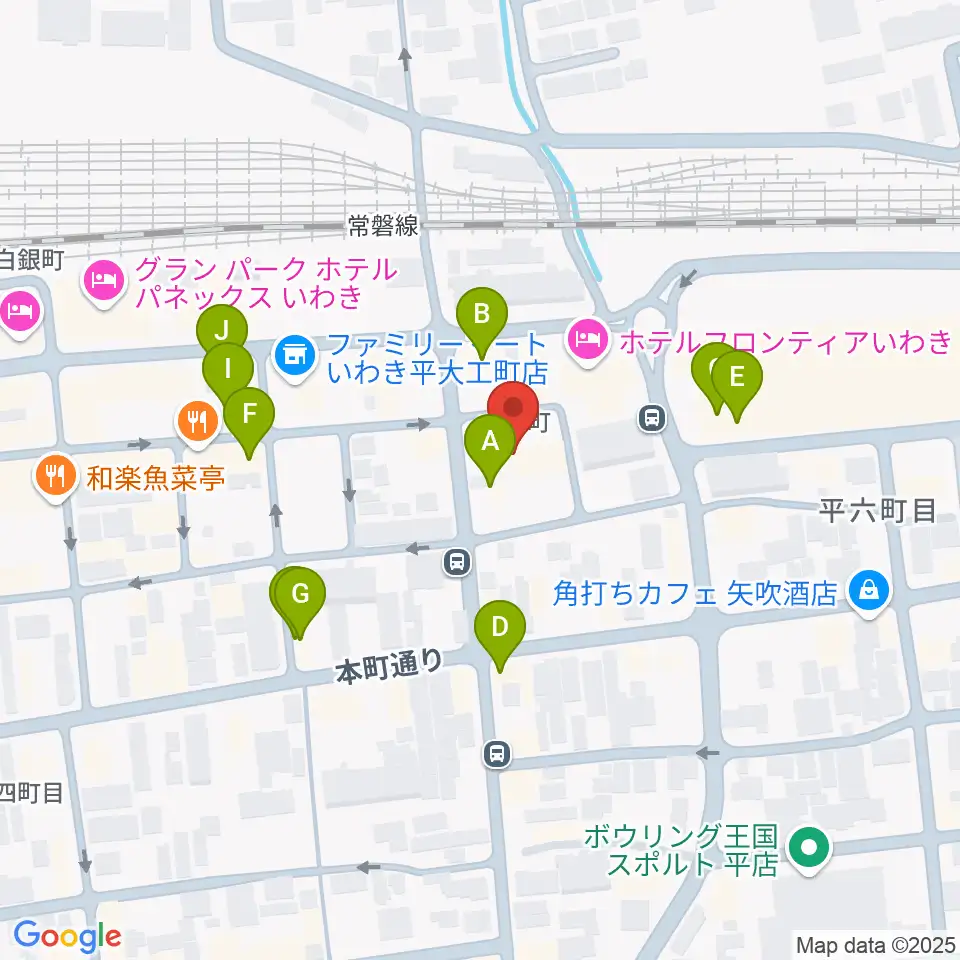 いわきソニック周辺のファミレス・ファーストフード一覧地図