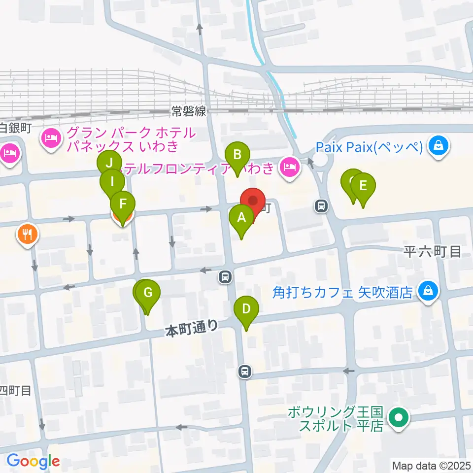いわきソニック周辺のファミレス・ファーストフード一覧地図