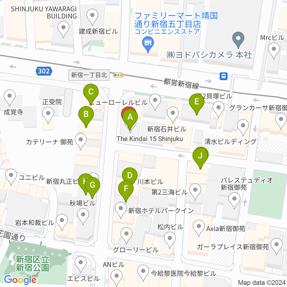 新宿SOMEDAY周辺のファミレス・ファーストフード一覧地図