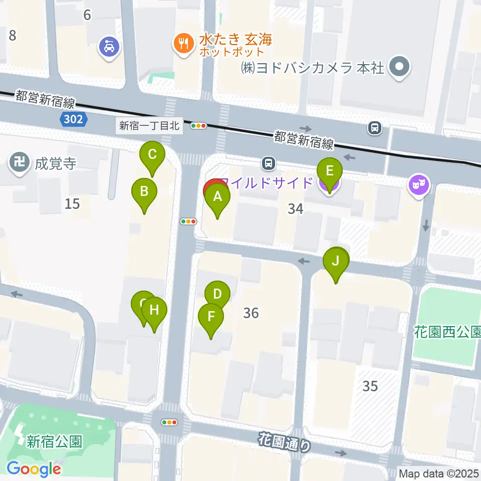 新宿SOMEDAY周辺のファミレス・ファーストフード一覧地図