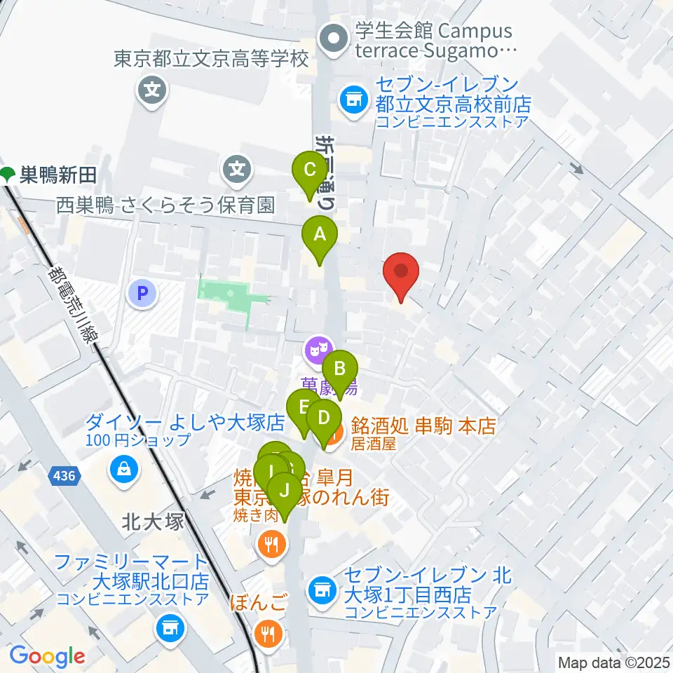 大塚GRECO周辺のファミレス・ファーストフード一覧地図