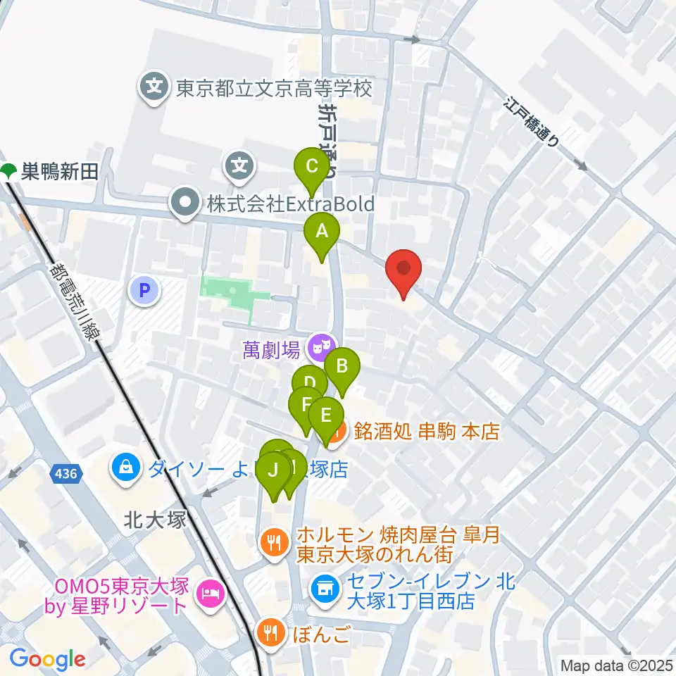大塚GRECO周辺のファミレス・ファーストフード一覧地図