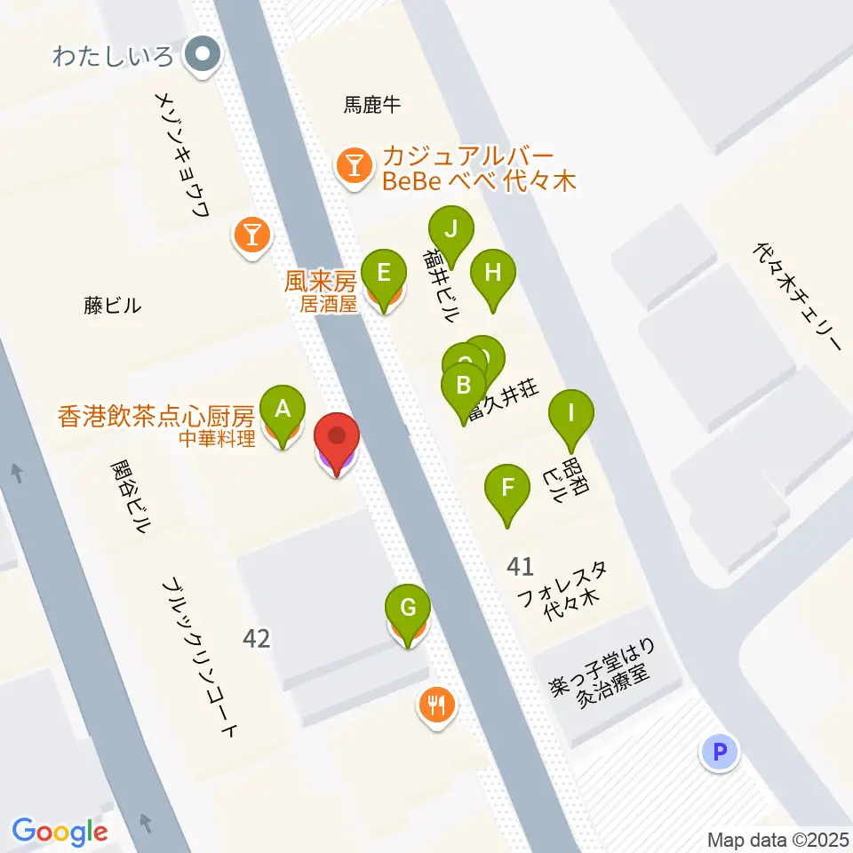 代々木Barbara周辺のファミレス・ファーストフード一覧地図
