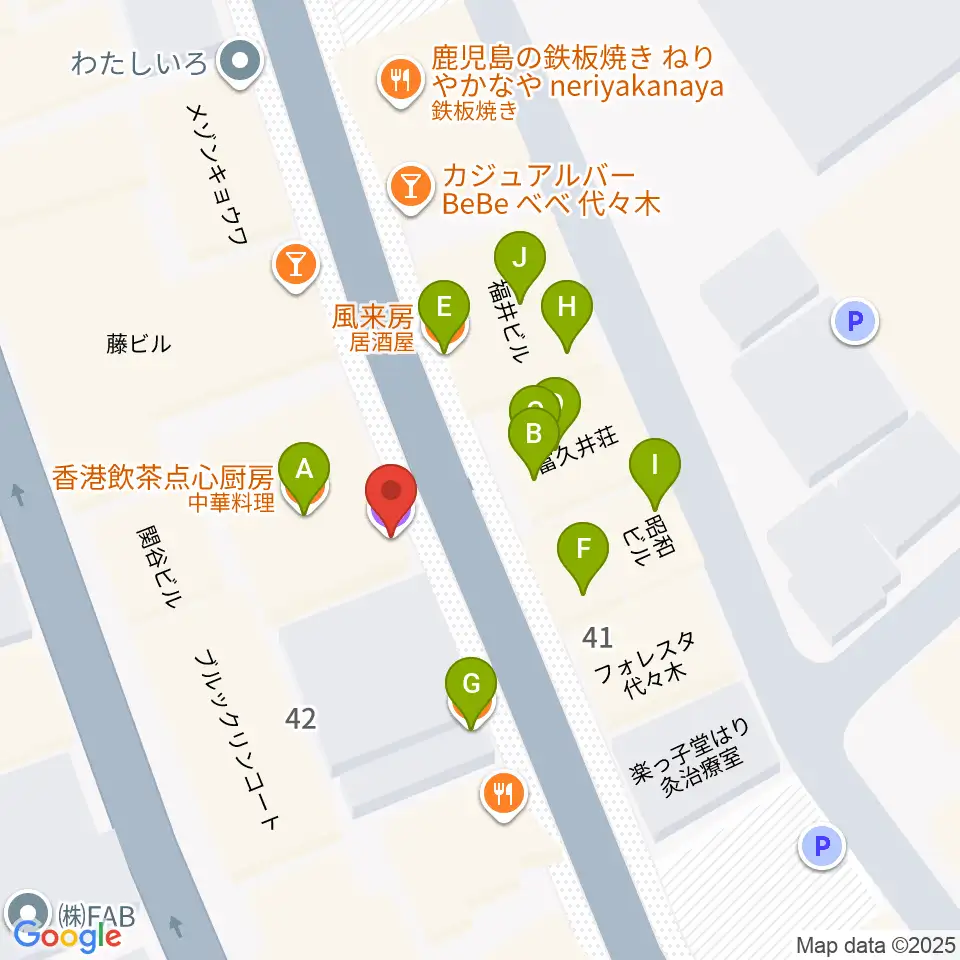 代々木Barbara周辺のファミレス・ファーストフード一覧地図