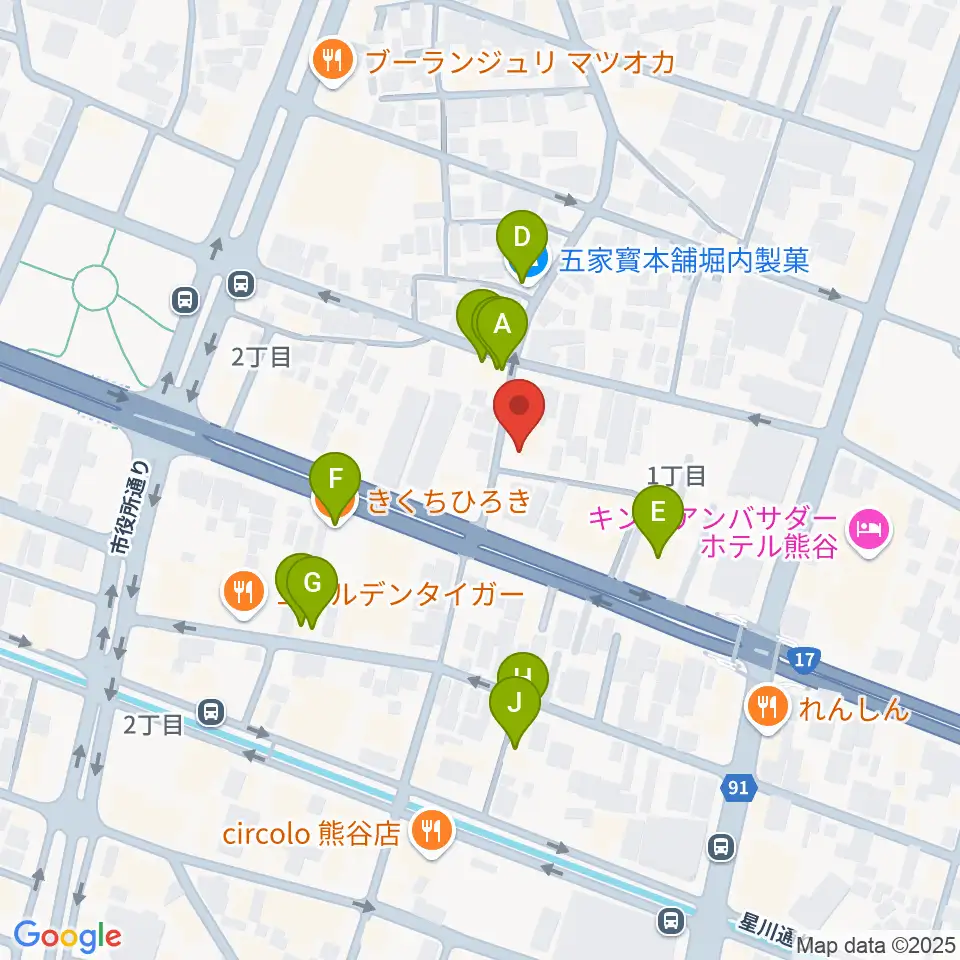 ヘブンズロック熊谷VJ-1周辺のファミレス・ファーストフード一覧地図