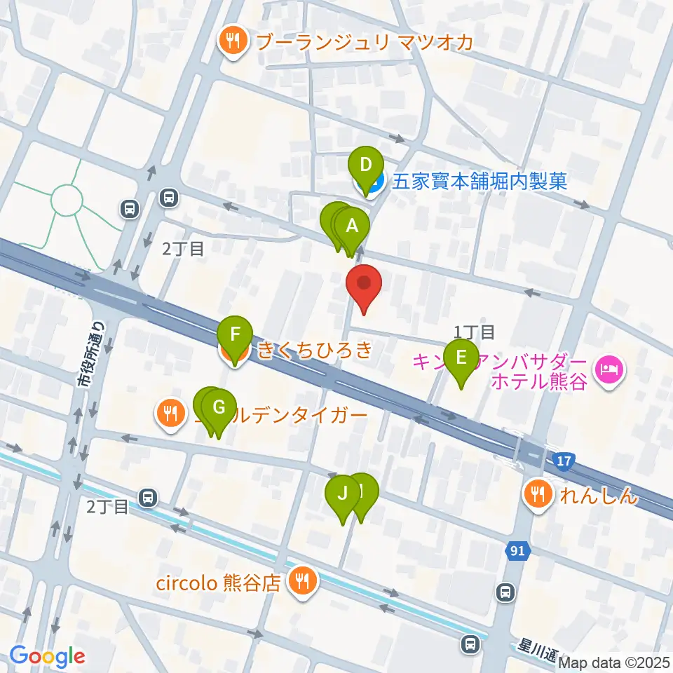 ヘブンズロック熊谷VJ-1周辺のファミレス・ファーストフード一覧地図